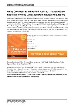 Wiley CPAexcel Exam Review April 2017 Study Guide: Regulation (Wiley Cpaexcel Exam Review Regulation)Wiley