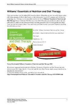 Williams' Essentials of Nutrition and Diet TherapyEleanor Schlenker PhD RD, Joyce Ann Gilbert