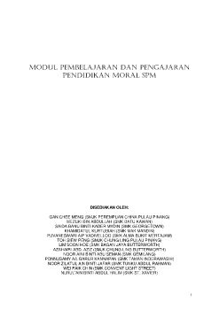 MODUL PEMBELAJARAN DAN PENGAJARAN PENDIDIKAN MORAL SPM