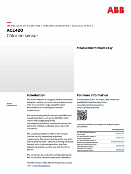 PBL873   ABB 3KXA843402R4201   OPERATING INSTRUCTIONS (OI/ACL420-EN)  (24pp Letter)