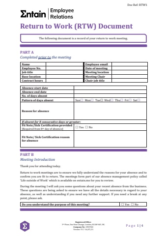 398570 Return to Work (RTW) Leaflet (4pp A4)