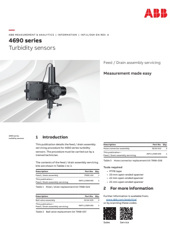 PBL383   ABB  INF11/069-EN	7998 TURB. FEED/DRAIN REPL.  INFO SHT  4PP A4