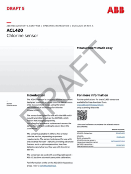 PBL873   ABB 3KXA843402R4201   OPERATING INSTRUCTIONS (OI/ACL420-EN)  (24pp Letter)