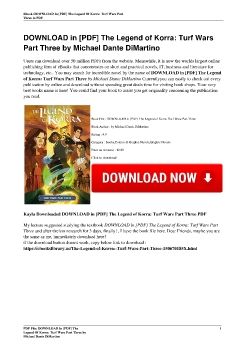 DOWNLOAD in [PDF] The Legend of Korra: Turf Wars Part Three by Michael Dante DiMartino