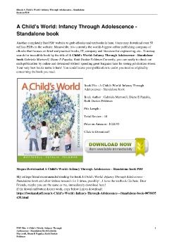 A Child's World: Infancy Through Adolescence - Standalone bookGabriela Martorell, Diane E Papalia, Ruth Duskin Feldman