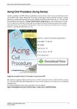 Acing Civil Procedure (Acing Series)A. Spencer