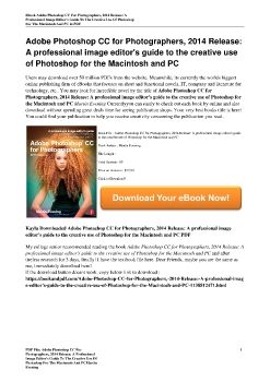 Adobe Photoshop CC for Photographers, 2014 Release: A professional image editor's guide to the creative use of Photoshop for the Macintosh and PCMartin Evening