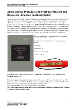 Administrative Procedure and Practice, Problems and Cases, 5th (American Casebook Series)William F. Funk, Sidney A. Shapiro, Russell L. Weaver