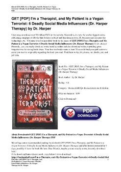 GET [PDF] I'm a Therapist, and My Patient is a Vegan Terrorist: 6 Deadly Social Media Influencers (Dr. Harper Therapy) by Dr. Harper