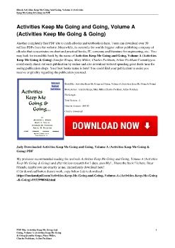 Activities Keep Me Going and Going, Volume A (Activities Keep Me Going & Going)Jennifer Krupa, Mary Miller, Charles Peckham, Arline Peckham