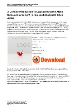 A Concise Introduction to Logic (with Stand Alone Rules and Argument Forms Card) (Available Titles Aplia)Patrick J. Hurley