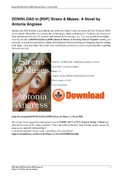 DOWNLOAD in [PDF] Sirens & Muses: A Novel by Antonia Angress