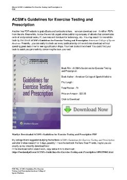 ACSM's Guidelines for Exercise Testing and PrescriptionAmerican College of Sports Medicine