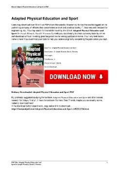 Adapted Physical Education and SportDr Joseph Winnick, David L Porretta