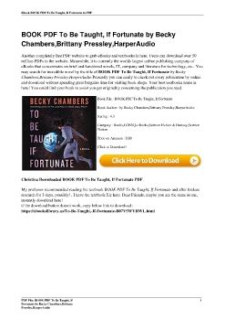 BOOK PDF To Be Taught, If Fortunate by Becky Chambers,Brittany Pressley,HarperAudio