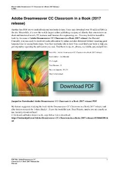 Adobe Dreamweaver CC Classroom in a Book (2017 release)Jim Maivald