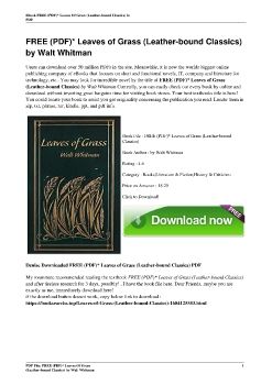 FREE (PDF)* Leaves of Grass (Leather-bound Classics) by Walt Whitman