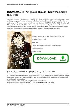 DOWNLOAD in [PDF] Even Though I Knew the End by C. L. Polk