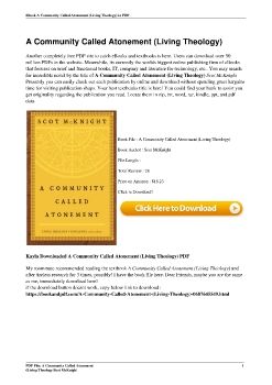 A Community Called Atonement (Living Theology)Scot McKnight