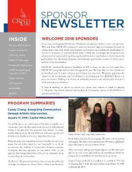 CREWDC Sponsor Newsletter April 2018