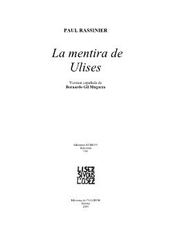 Rassinier Paul - La mentira de Ulises