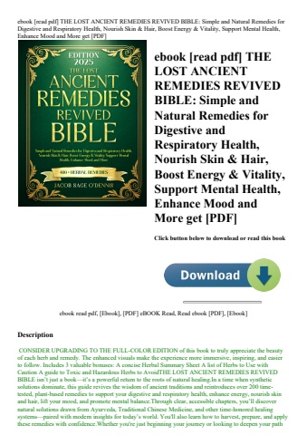 ebook [read pdf] the lost ancient remedies revived bible simple and natural remedies for digestive a