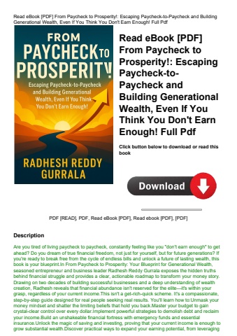 read ebook [pdf] from paycheck to prosperity! escaping paycheck-to-paycheck and building generationa