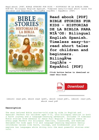 read ebook [pdf] bible stories for kids - historias de la biblia para niãƒâ‘os bilingual english spa