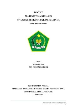 Diktat Matematika Kelas IX MTs