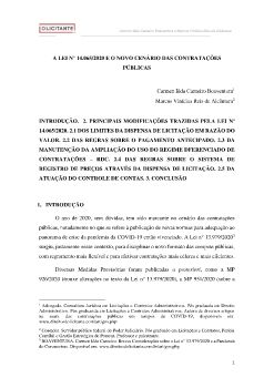 A lei n 14.065 e o novo cenário das contratações públicas - Carmen Boaventura e Marcus Alcantara_Neat