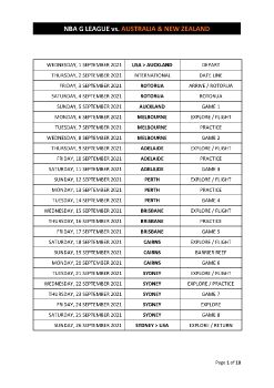 NBA G-LEAGUE VS. AUSTRALIA & NEW ZEALAND