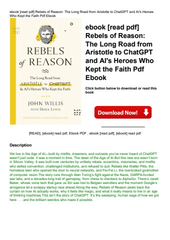 ebook [read pdf] rebels of reason the long road from aristotle to chatgpt and ai's heroes who kept t