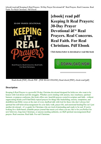 [ebook] read pdf keeping it real prayers 30-day prayer devotional ã¢â€â“ real prayers