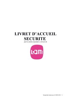 Livret d'accueil Hygiène et Sécurité 2