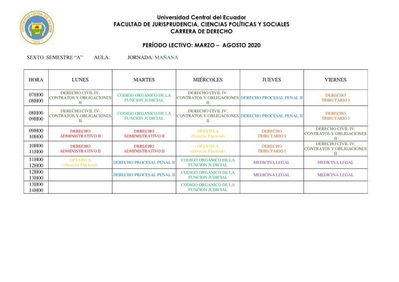 PERIODO LECTIVO: Abril 2014 – Septiembre 2014SEXTO  SEMESTRE “A”