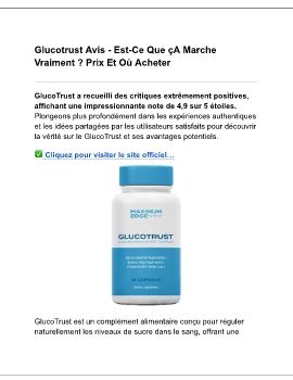 Glucotrust Avis - Est-Ce Que çA Marche Vraiment ? Prix Et Où Acheter