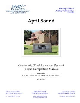 April Sound Streets Closeout Manual