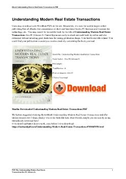 Understanding Modern Real Estate TransactionsAlex M. Johnson Jr.