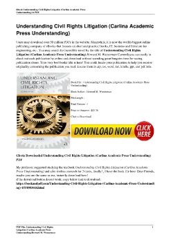 Understanding Civil Rights Litigation (Carlina Academic Press Understanding)Howard M. Wasserman