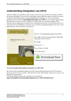 Understanding Immigration Law (2015)Kevin R. Johnson, Raquel Aldana, Bill Ong Hing, Leticia M. Saucedo