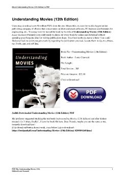 Understanding Movies (13th Edition)Louis Giannetti