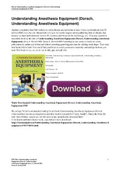 Understanding Anesthesia Equipment (Dorsch, Understanding Anesthesia Equipment)Jerry A. Dorsch MD, Susan E. Dorsch MD