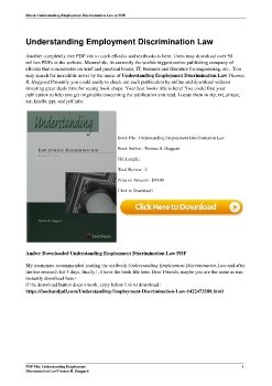 Understanding Employment Discrimination LawThomas R. Haggard
