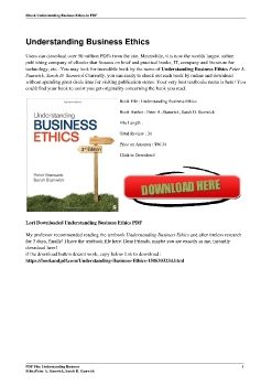 Understanding Business EthicsPeter A. Stanwick, Sarah D. Stanwick