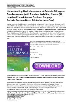 Understanding Health Insurance: A Guide to Billing and Reimbursement (with Premium Web Site, 2 terms (12 months) Printed Access Card and Cengage EncoderPro.com Demo Printed Access Card)Michelle A. Green