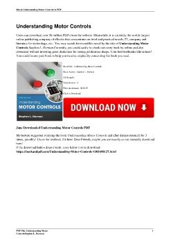 Understanding Motor ControlsStephen L. Herman