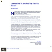 Corrosion of aluminum in sea water