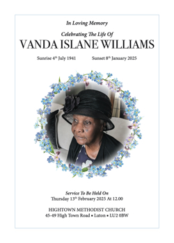 Vanda Williams Order of Service