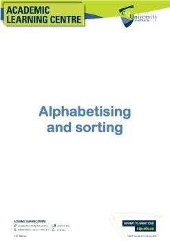 Alphabetising and sorting