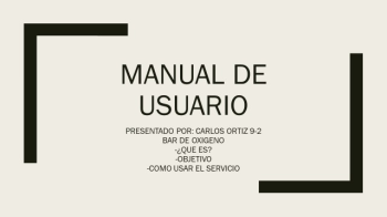 MANUAL DE USUARIO, BAR DE OXIGENO 